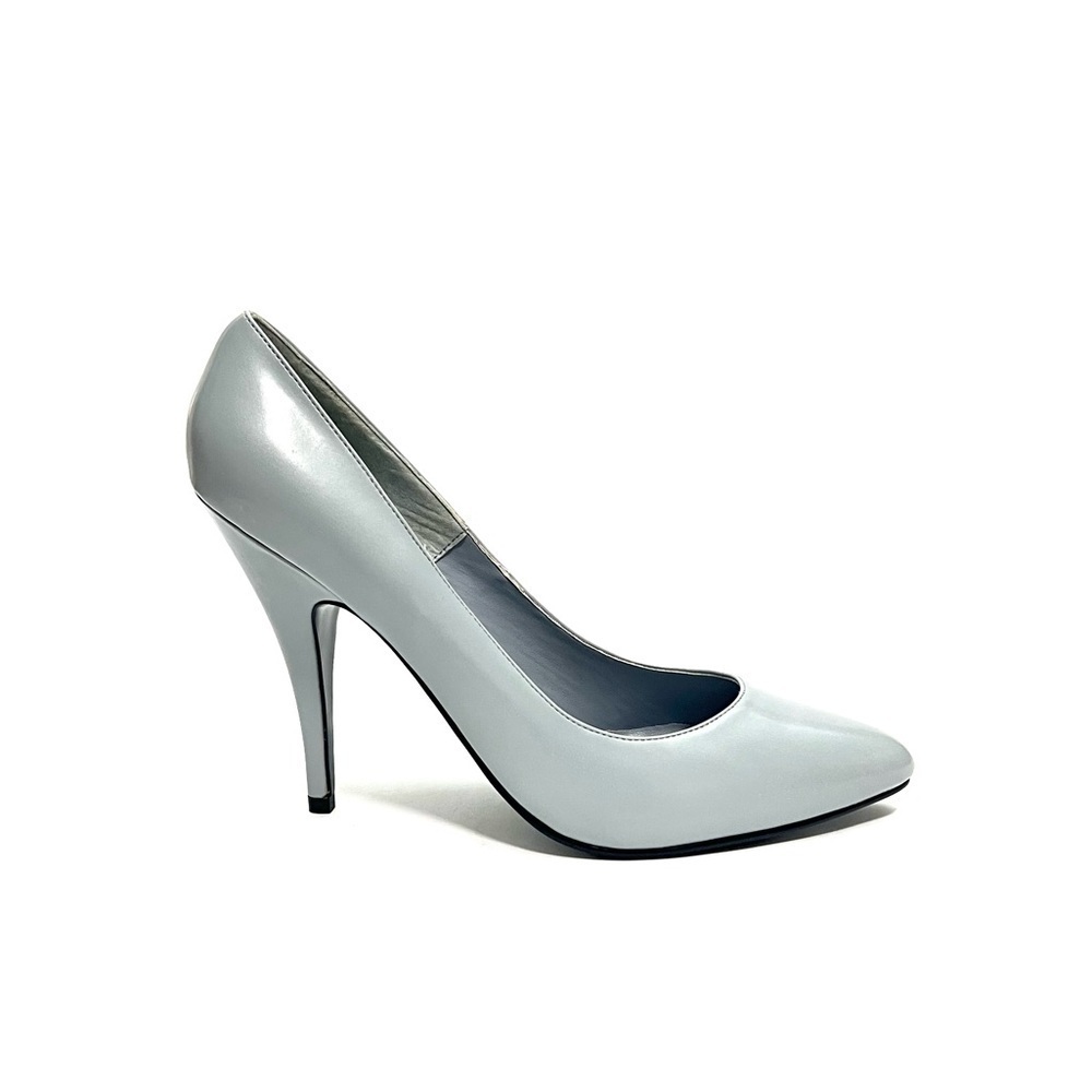 Vintage 1990s deadstock gray vegan leather slip on stiletto heels